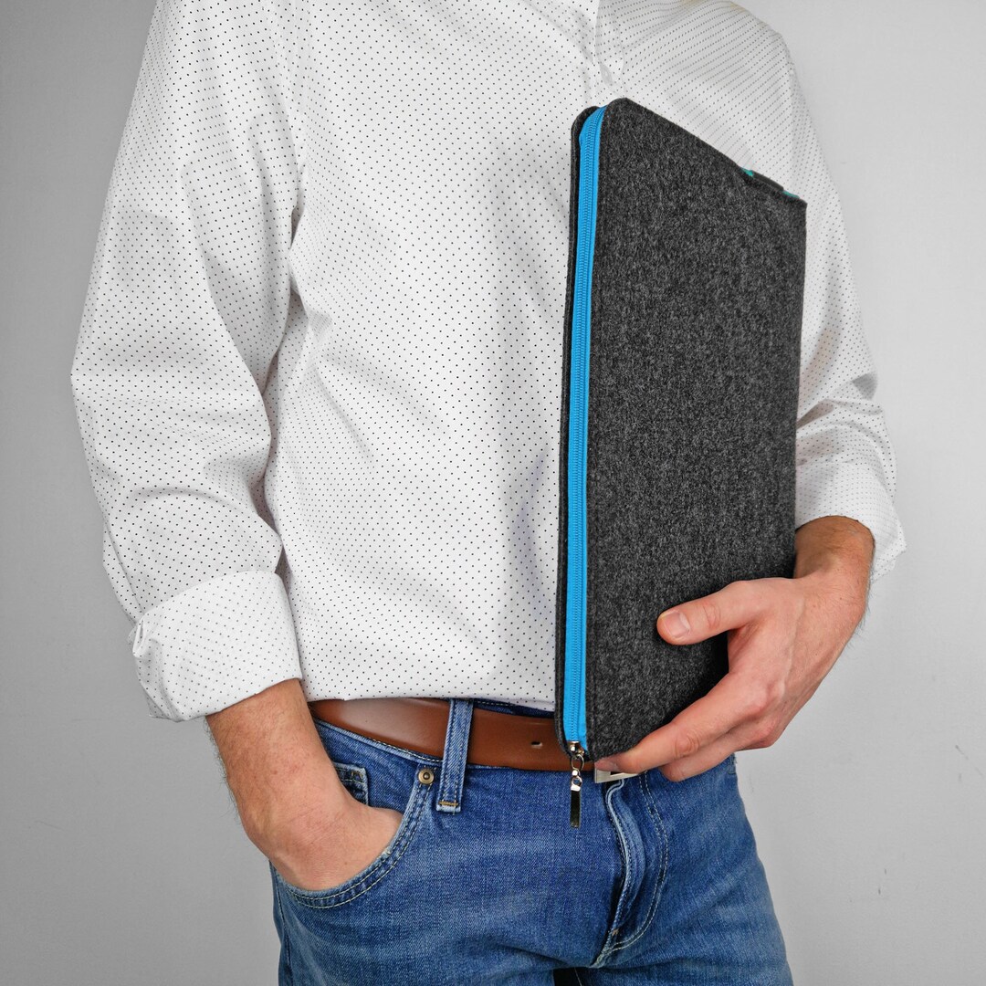 FELT LAPTOP SLEEVE MacBook Cover Light Blue Zipper Dark