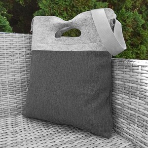 SHOULDER BAG Tote Felt Bag for women with zipper and pockets grey casual style bag image 2