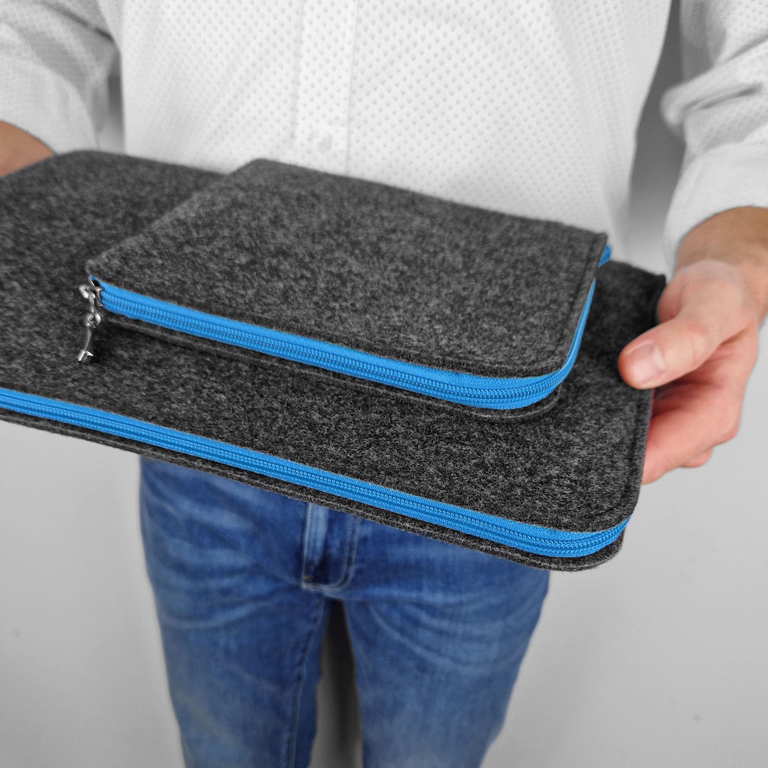 FELT LAPTOP COVER Light Blue Zipper MacBook Sleeve 15 Inch Laptop Case ...