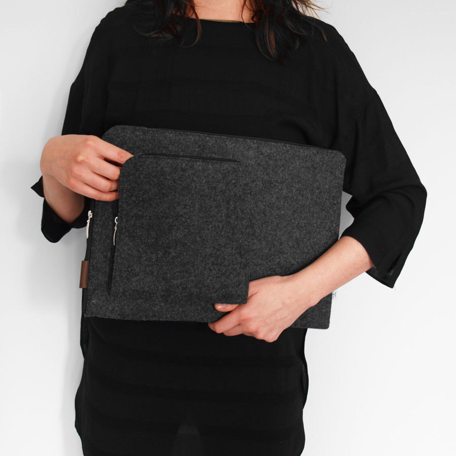 FELT LAPTOP COVER 02 Black Zipper Macbook Sleeve 15 Inch Etsy