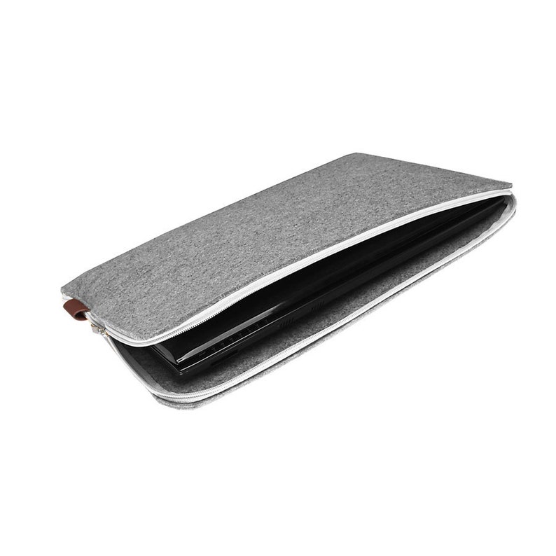 LAPTOP SLEEVE 01 Gray Felt With White Zipper Macbook Cover All Etsy