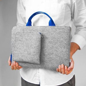 LAPTOP FELT SLEEVE MacBook Cover with Hands Blue Zipper Additional Charger Pocket all sizes all MacBooks customisable perfect gift for him
