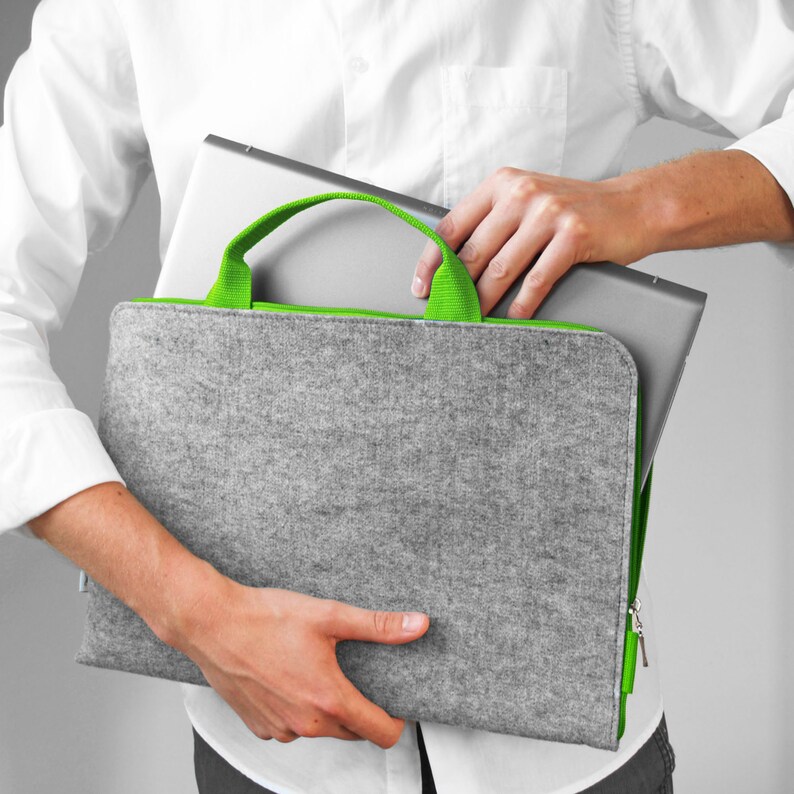 MACBOOK SLEEVE FELT Laptop Cover with Hands green zipper and Etsy