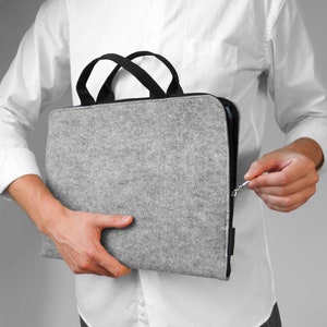 LAPTOP SLEEVE FELT Case with Black Zipper and Hands Customisable All Sizes Avaliable MacBook Cover Perfect Gift for Him image 5