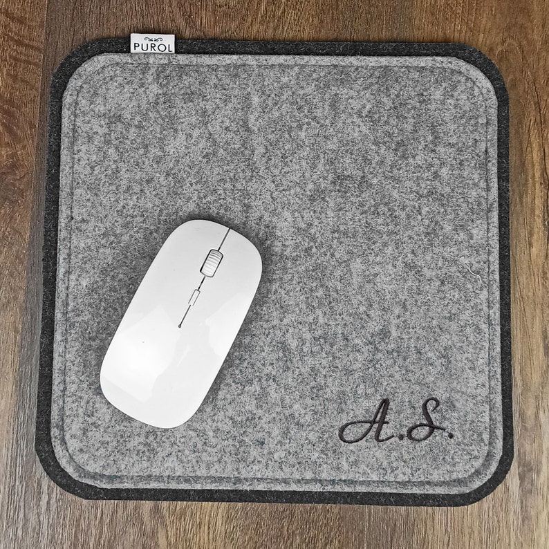 PERSONALISED MOUSE PAD Felt Mouse Pad With Embroided Monogram Etsy