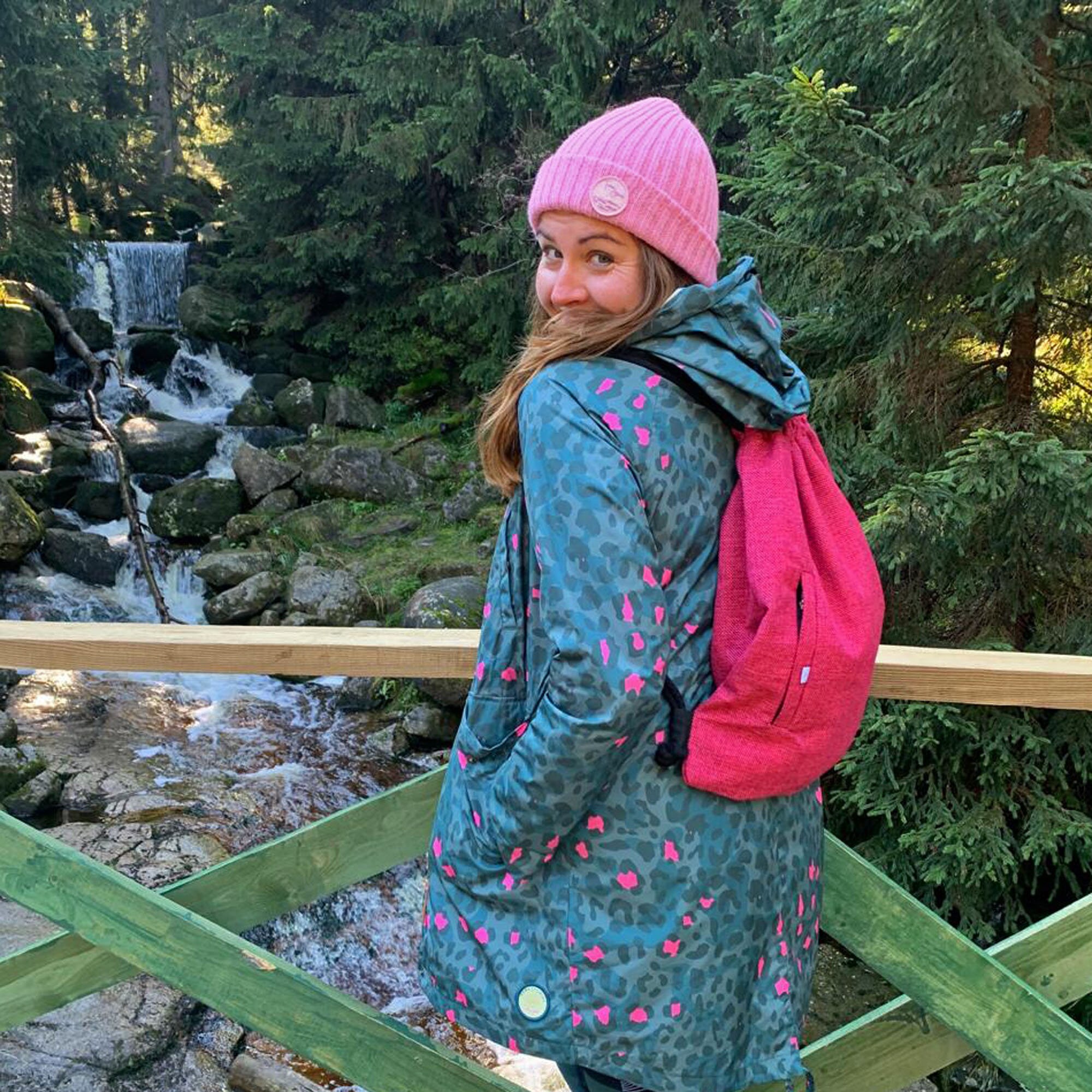 DRAWSTRING BACKPACK Hipster Sack Bag Vegan Back Pack Fuchsia