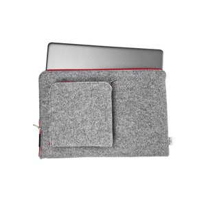 CUSTODIA PER COMPUTER PORTATILE in feltro per MacBook, tutte le taglie, in feltro grigio, con cerniera rossa, per laptop, MacBook Air 13 M3, 15 e 17 pollici, regali per uomo, regali unici