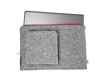 LAPTOP SLEEVE felt macbook cover all sizes gray felt red zipper bag for laptop macbook air 13, 15 and 17 inch gifts for men, unique gifts