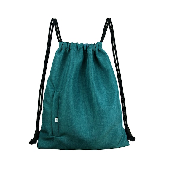 BACKPACK TURQUOISE DRAWSTRING Bag Vegan Hipster Sack Bag Urban Unisex Back Pack Zipper Closed Pockets Durable Fabric Etsy Australia