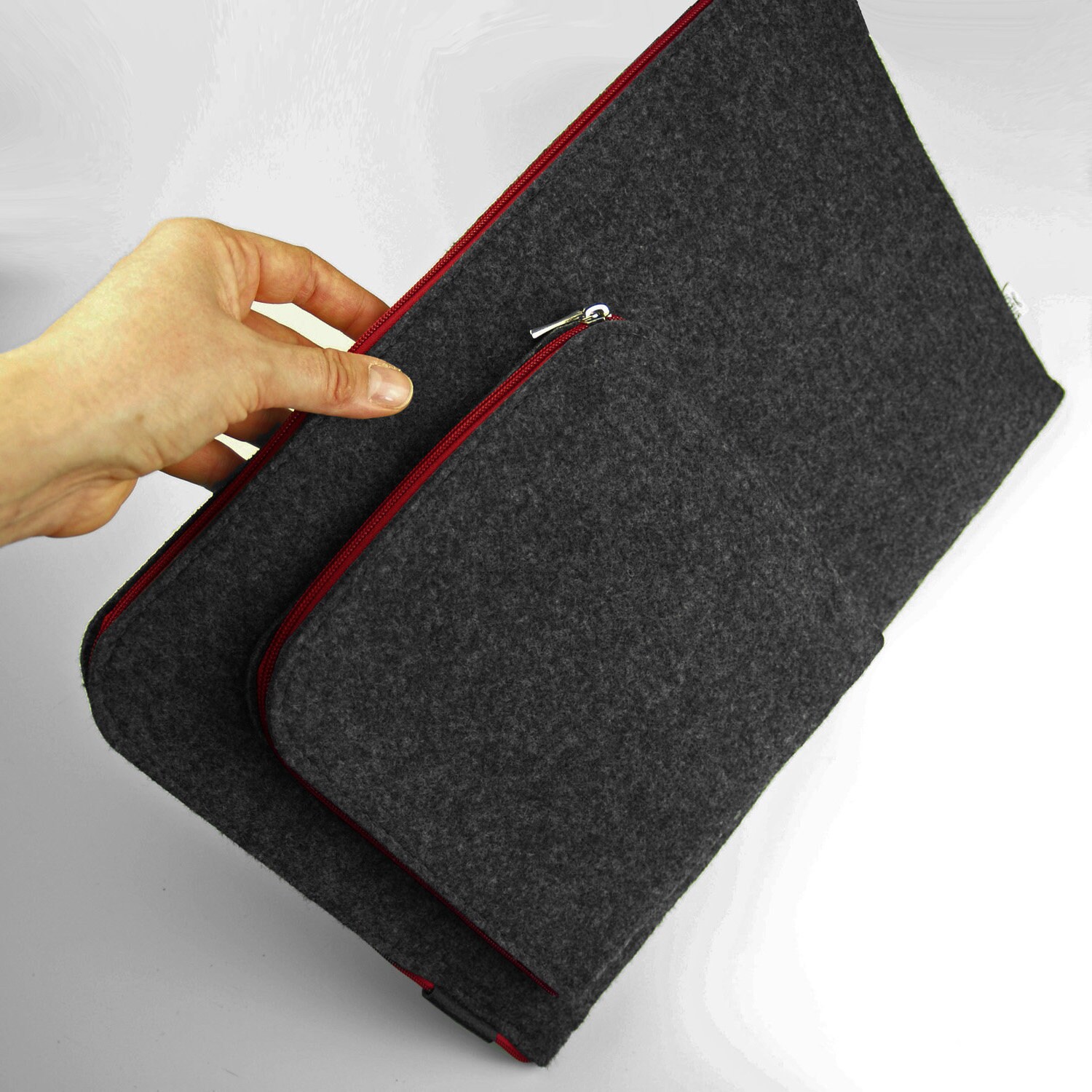 FELT LAPTOP COVER MacBook Sleeve dark gray felt maroon zipper Etsy