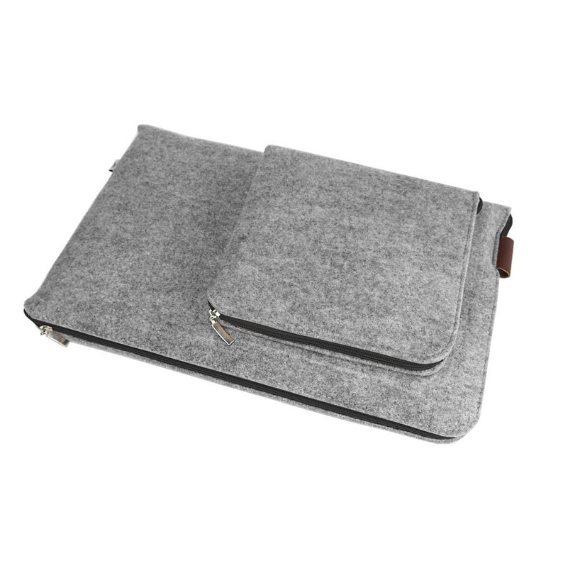 FELT LAPTOP COVER 01 Gray With Black Zipper Macbook Sleeve Etsy