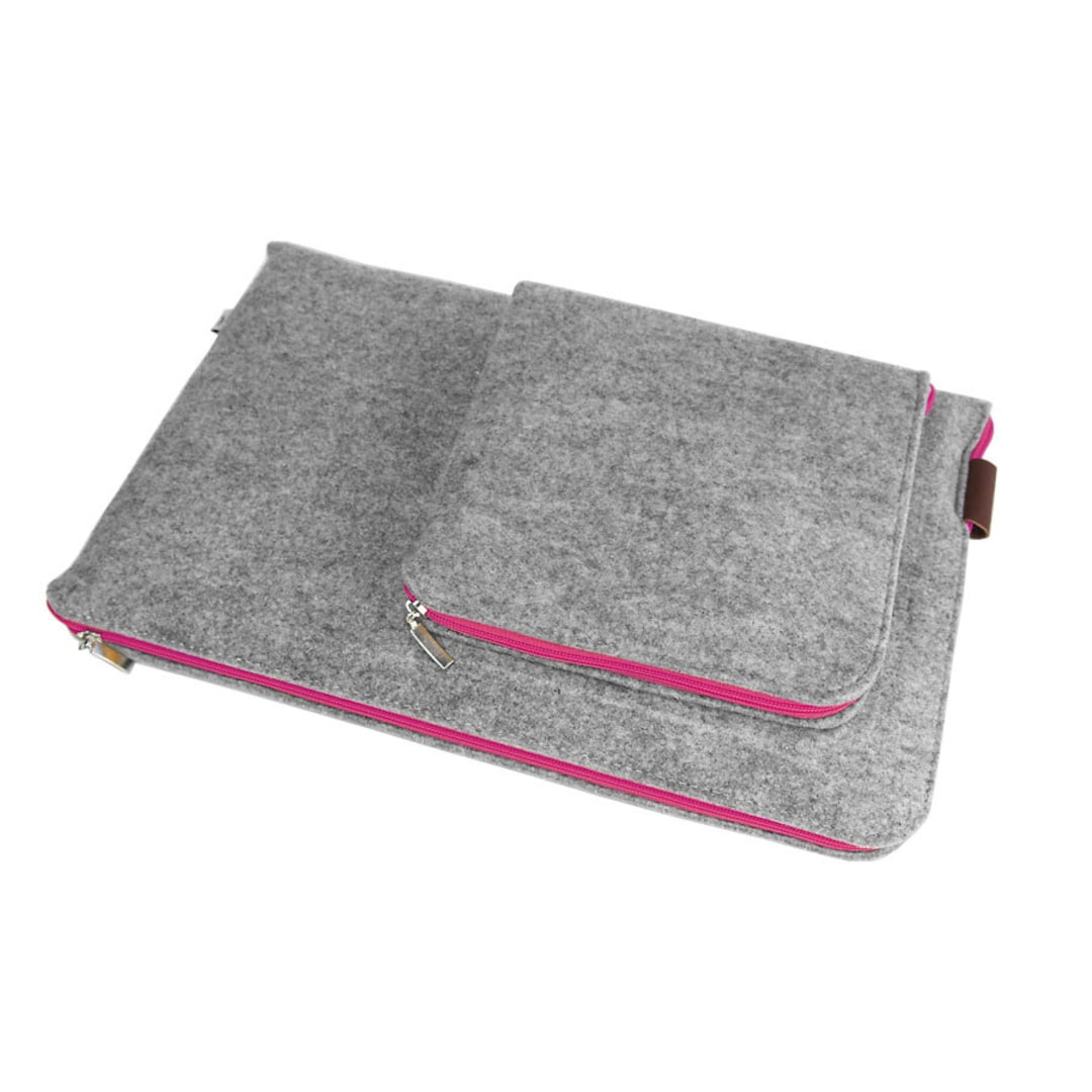 FELT LAPTOP COVER 01 Pink Zipper MacBook Sleeve From Gray Felt Etsy