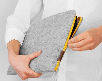 FELT LAPTOP SLEEVE 01 yellow zipper gray felt laptop cover corner zipper macbook air all sizes 15' laptop