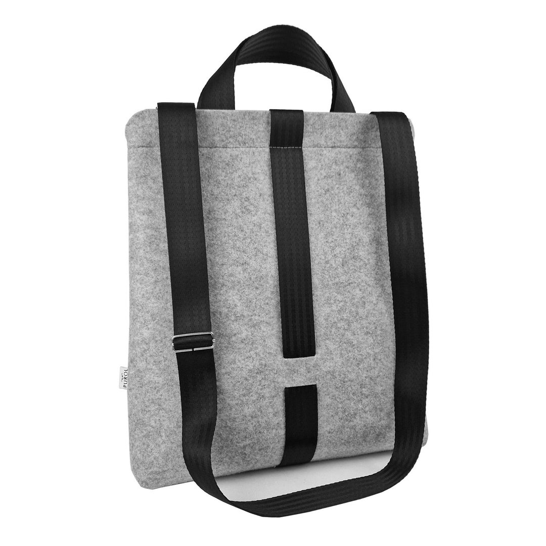 FELT SHOULDER BAG Laptop Bag Crossbody and Hand Bag With Black Car Belt