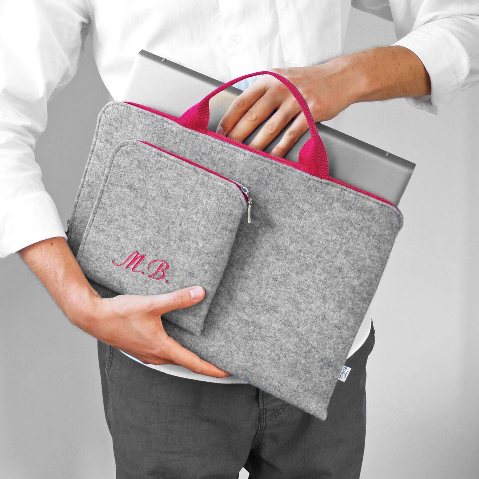 PERSONALISED Laptop Felt Sleeve Custom Monogram Embroided Etsy