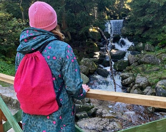 DRAWSTRING BACKPACK Hipster Sack Bag Vegan Back Pack Fuchsia