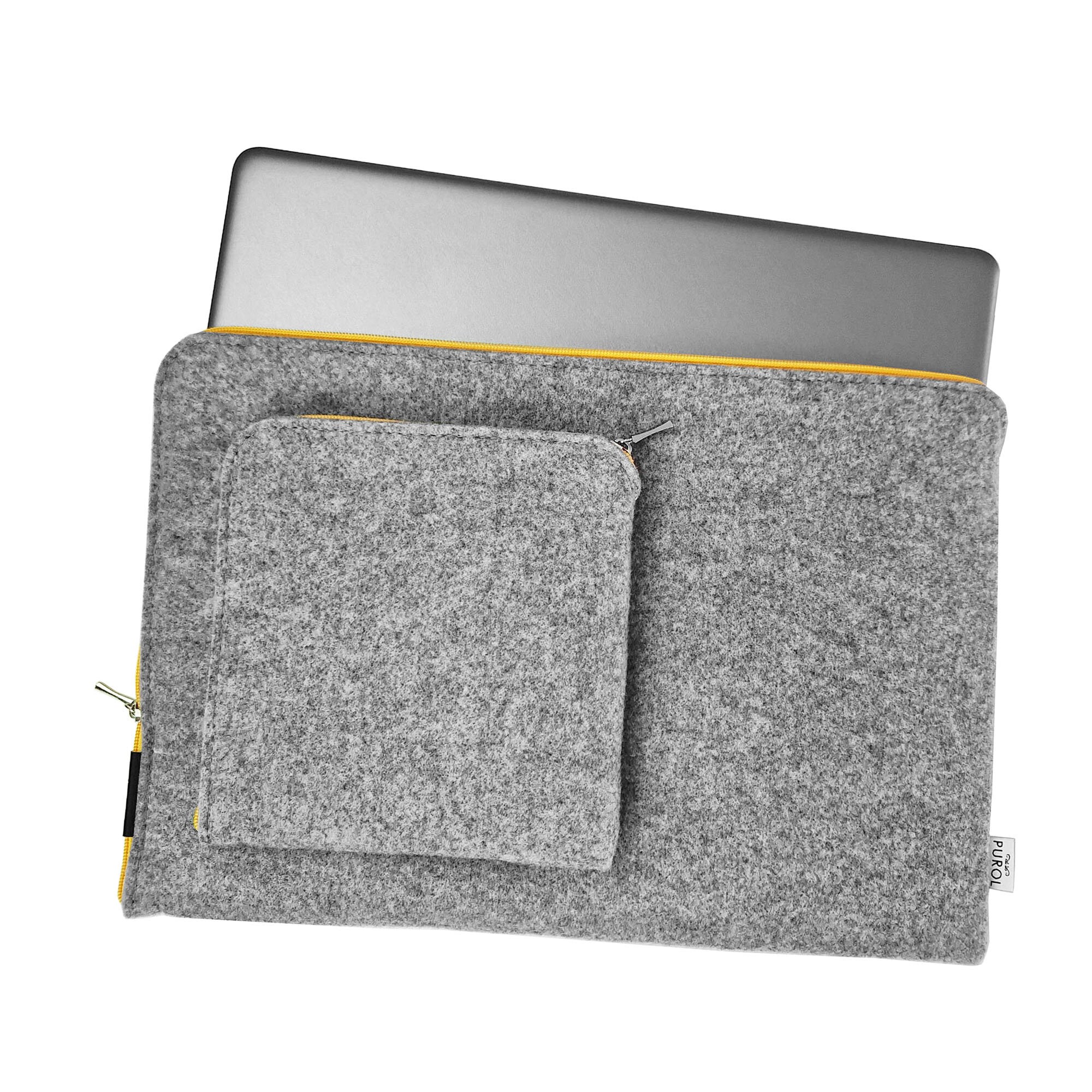 Pack & Smooch Custodia in Feltro Compatibile con MacBook 13 | 100% Feltro di Lana Merino | Pelle Conciata al Vegetale | Colore Antracite/Nero | Hampshire Pack & Smooch Custodia in Feltro Compatibile con MacBook 13 | 100% Feltro di Lana Merino | Pelle Conciata al Vegetale | Colore Antracite/Nero | Hampshire