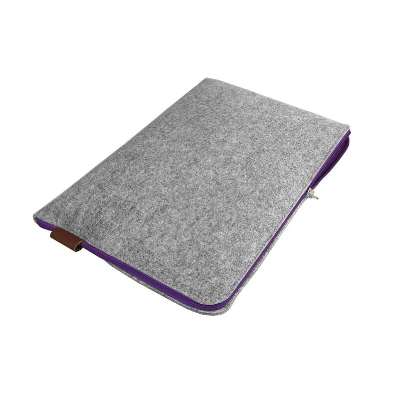 Macbook Sleeve Gray Felt Laptop Cover Case With Violet Zipper Etsy