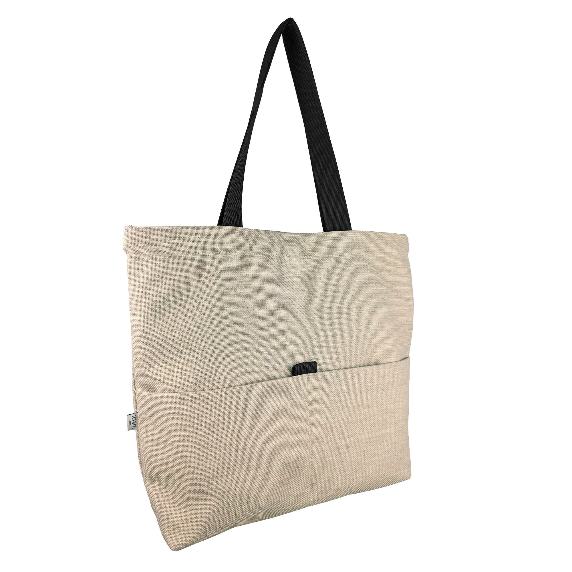 TOTE BAG Bolso bandolera De tela beige Cremallera Bolsa cerrada con  bolsillos Forro de algodón Uso diario Big Bag -  México