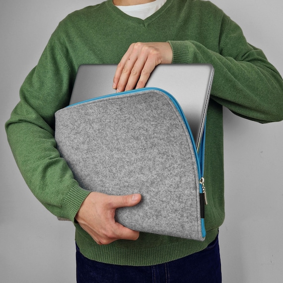 MacBook SLEEVE Felt Laptop Cover All Sizes 11 13 15 16 Inch Case With Light Blue Zipper All MacBook Models Mac Air 13 M3 Mac Pro 16 In Etsy UK