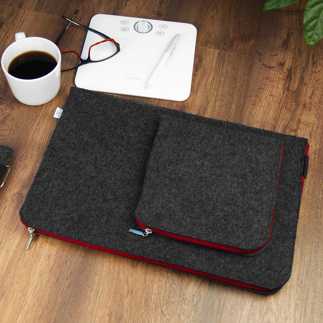 FELT LAPTOP COVER MacBook Sleeve Dark Gray Felt Maroon Zipper Etsy