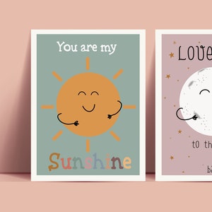 You are my Sunshine, Wall Art, Children's print, Wall Decor, Nursery, Baby Shower, New Bay, Sun, positive affirmations, kids affirmations image 2