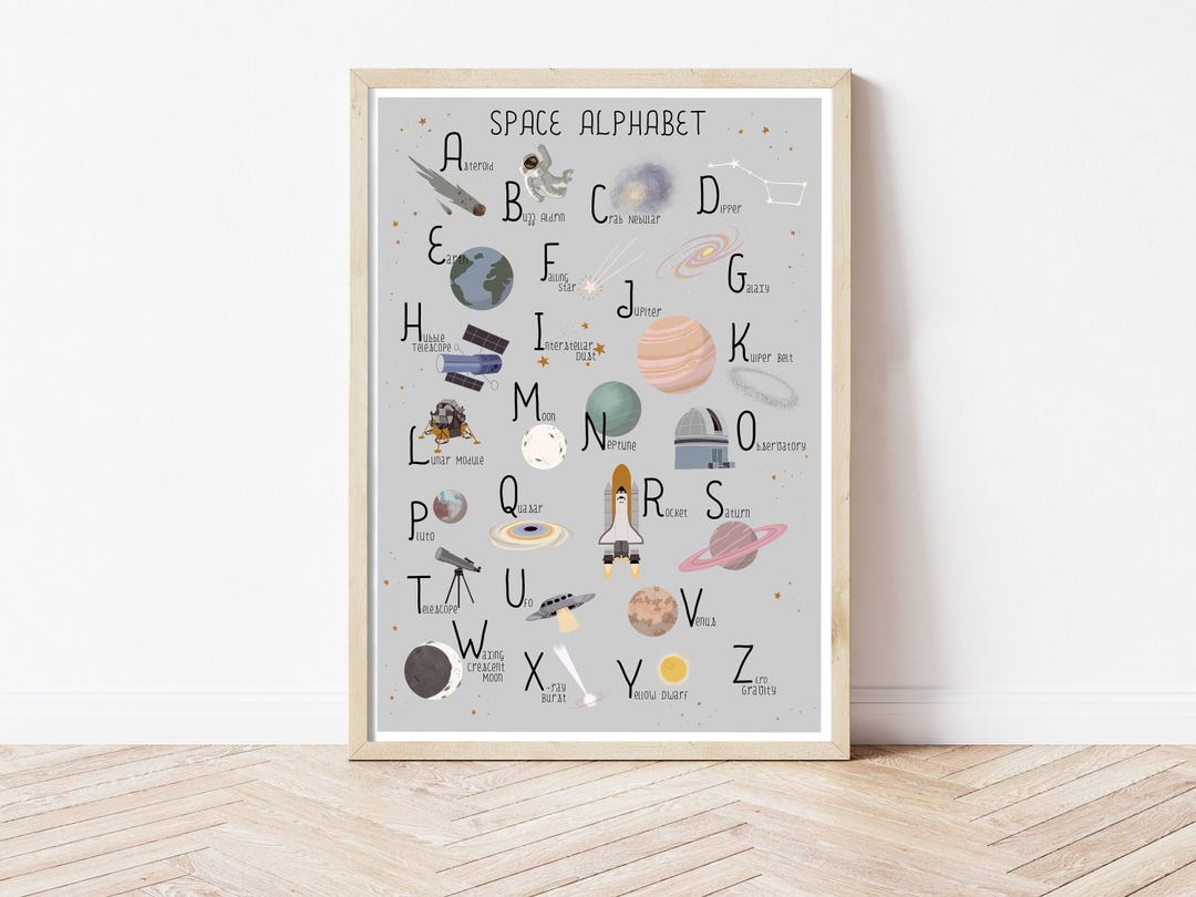 Space Alphabet Poster Chart, Children's Wall Art - Etsy