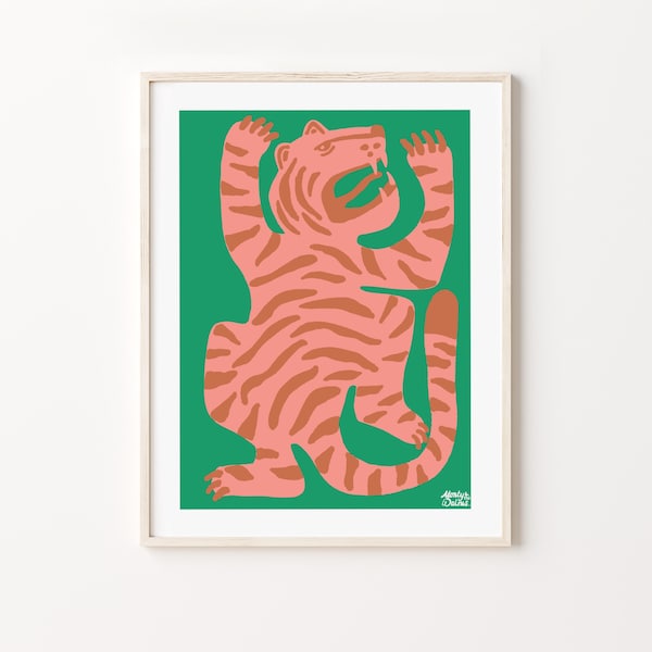 Colourful Pink Tiger Print, Tiger Poster, Wild Poster, Animal Print, Jungle Theme, Tiger, Stripes, Modern Wall Art, Wall Decor, Gallery Wall