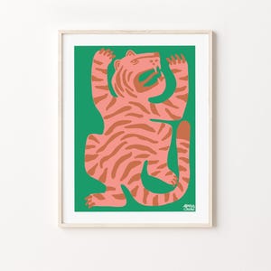 Pink Tiger Art Print, Colorful Jungle Animal Poster