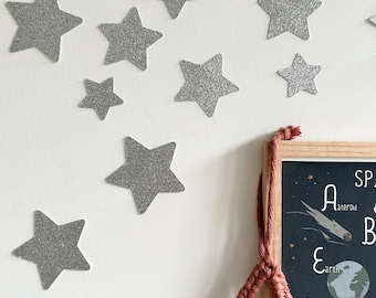 Glitter Wall Stars, Star Wall Decoration, Children’s Bedroom Decor, Kid’s Playroom, Craft, Stickers, Sparkly Stars