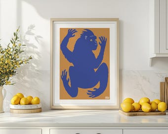 Modern Monkey Printable Art, Colourful Room Decor Digital Download
