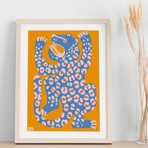 Colourful Blue Leopard Print, Leopard Poster, Wild Poster, Animal Print, Jungle Theme, Leopard Print, Modern Wall, Wall Decor, Gallery Wall image 1