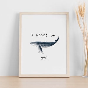 Póster "Te amo, ballena jorobada", arte de pared para niños, amor, póster para niños, temática del océano, afirmación positiva