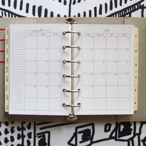 Printed | POCKET PM Small size |***Double Sided***| Monthly Planner Inserts - Month on 2 Pages | Sunday to Saturday layout