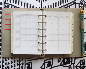 Printed | POCKET PM Small size |***Double Sided***| Monthly Planner Inserts - Month on 2 Pages | Sunday to Saturday layout