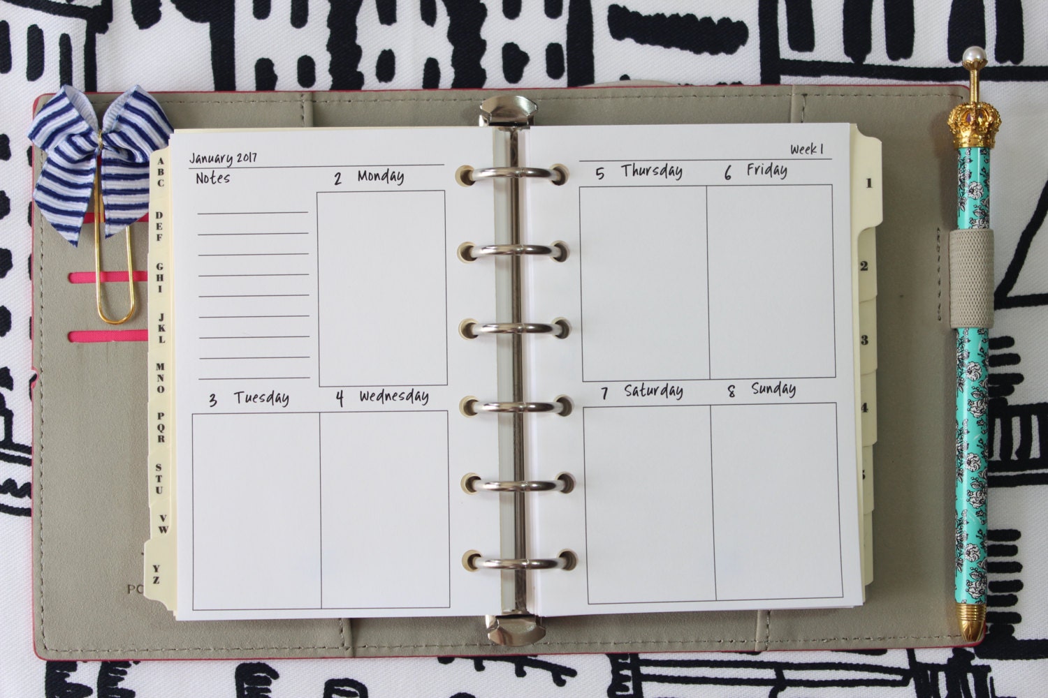 Printed | POCKET PM Small size | Weekly Planner Inserts - Vertical We…