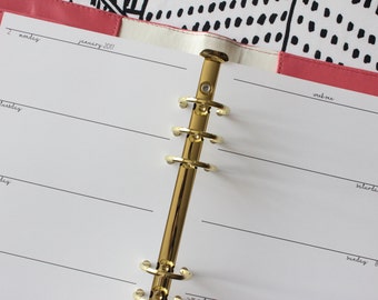 A5 WO1P GOLD Edge/white Dated Planner Inserts Refill 