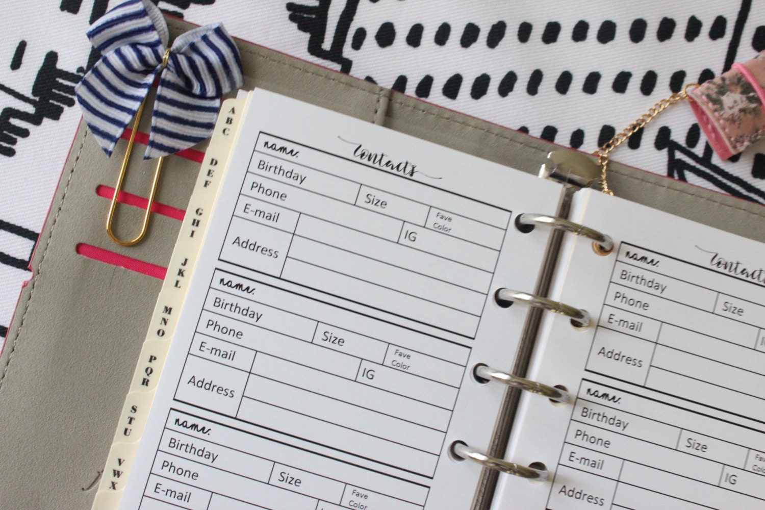 Printed | POCKET PM Small size | Contacts Address List Planner Inserts