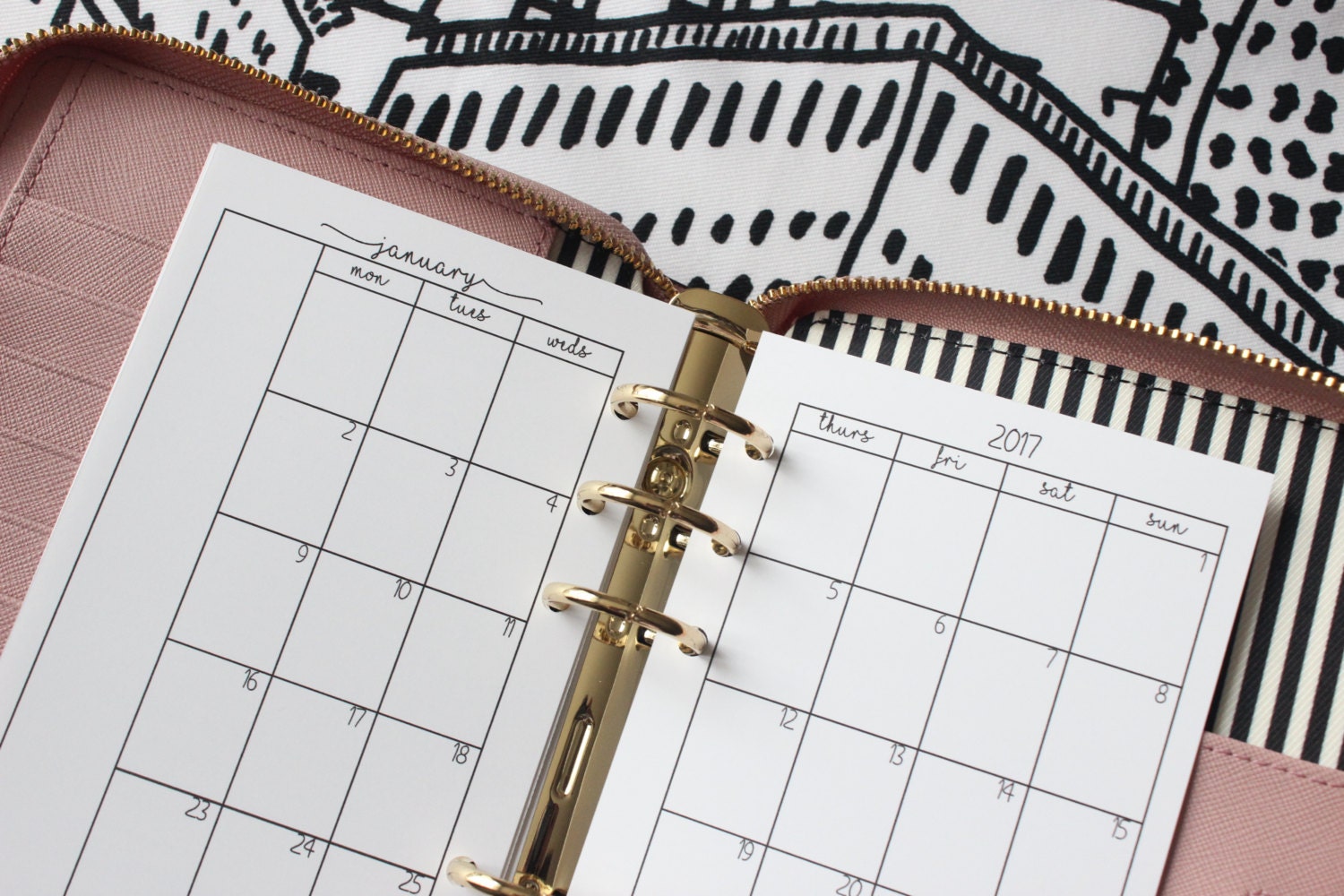 Printed | PERSONAL MM Medium size | Monthly Planner Inserts on 2 Page…