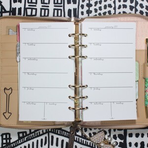 Printed | PERSONAL MM Medium size | Weekly Planner Inserts - Horizontal Week on 1 Page - Monday to Sunday layout