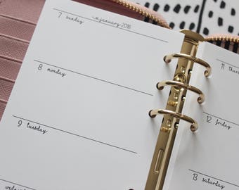 Printed | PERSONAL MM Medium size | Weekly Planner Inserts - Horizontal Week on 2 Pages - Sunday to Saturday layout