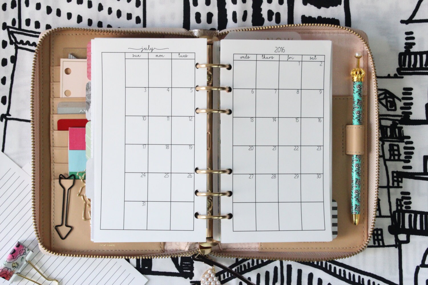 Printed | PERSONAL MM Medium size | Monthly Planner Inserts - Month o…