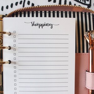 Printed | PERSONAL MM Medium size | Shopping Check List Planner Inserts