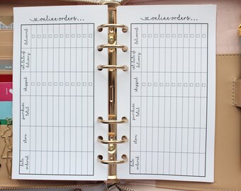 Printed | PERSONAL MM Medium size | Online Purchase Tracker Planner Inserts