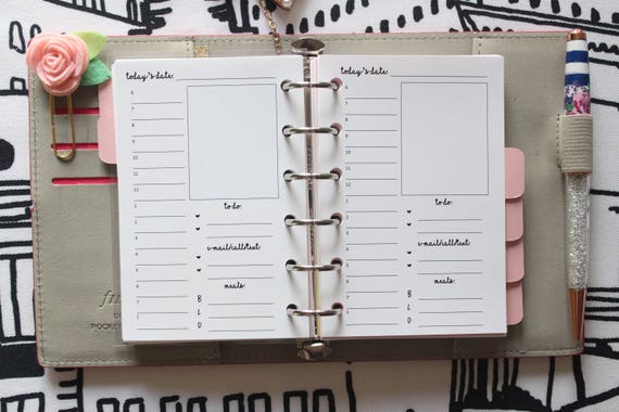 Printed POCKET PM Small Size Weekly Planner Inserts 