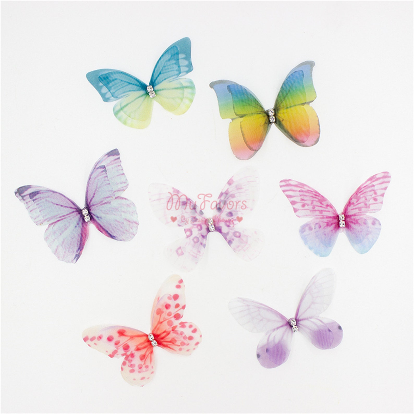 Double-layer Organza Butterflies W/ Rhinestone Silk - Etsy