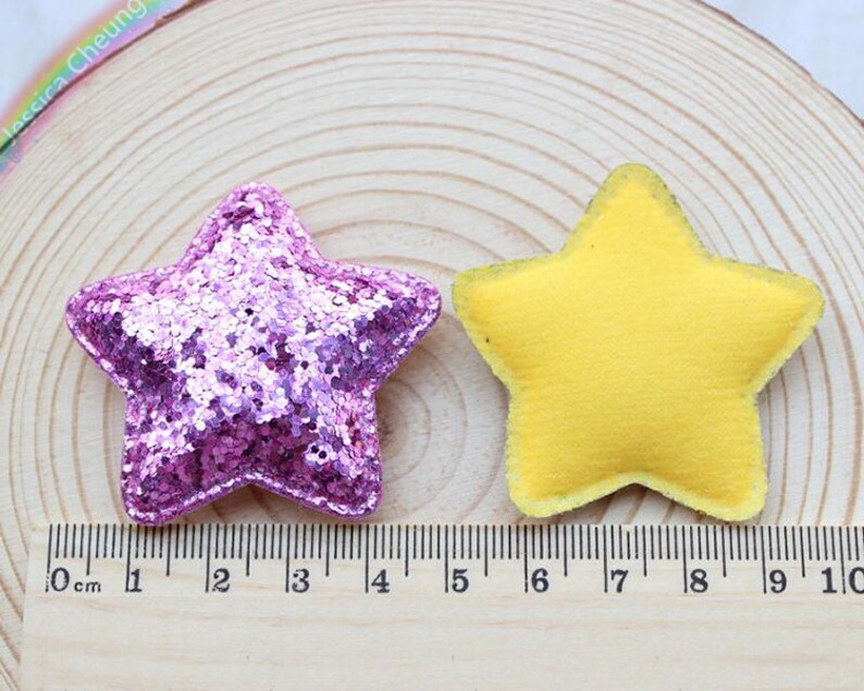 Scrapbook 10pcs Glitter Sequin Star Appliques Padded Stars Baby Headband Brooch DIY Craft Supplies FZ0301 Party Decor Hair Accessory