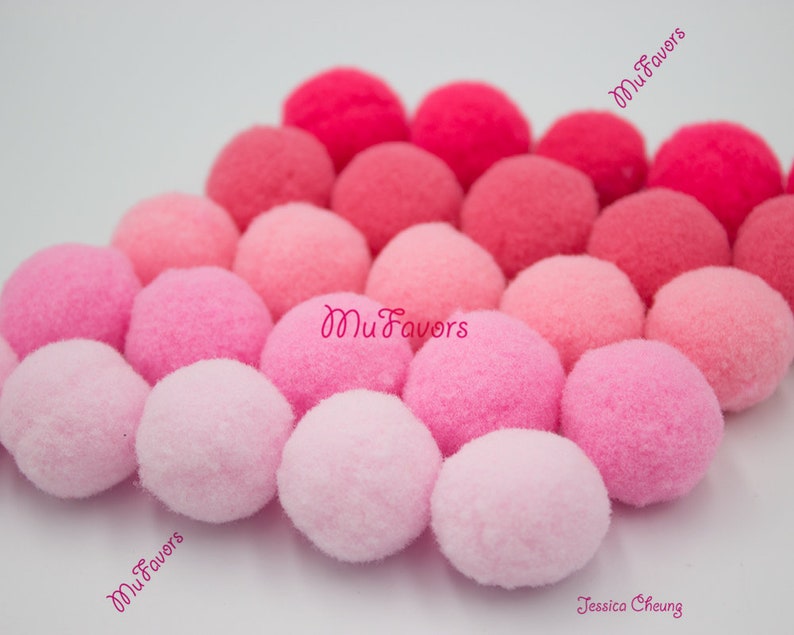 DIY Craft Supply Ball Wreath 25mm PINK Colors Pompoms High Density Polyester Pom Pom Balls Loose Balls for Home Garland Baby Mobile