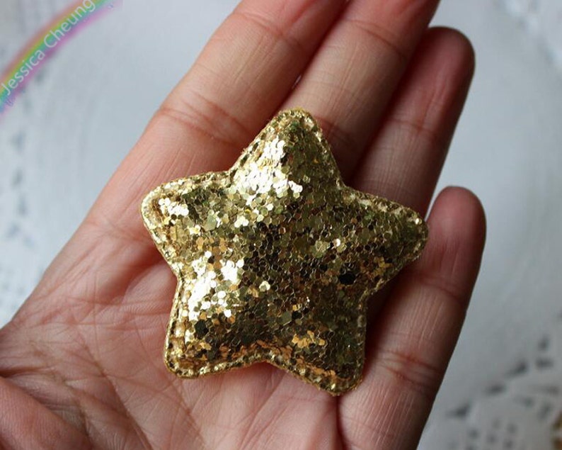 Scrapbook 10pcs Glitter Sequin Star Appliques Padded Stars Baby Headband Brooch DIY Craft Supplies FZ0301 Party Decor Hair Accessory