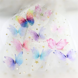 3-layer Handmade Organza Butterflies w/ Rhinestones